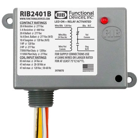 Functional Devices-Rib 2401B Enclosed Relay 20Amp RIB2401B